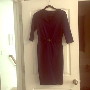 Blue work dress by Adriana Papell